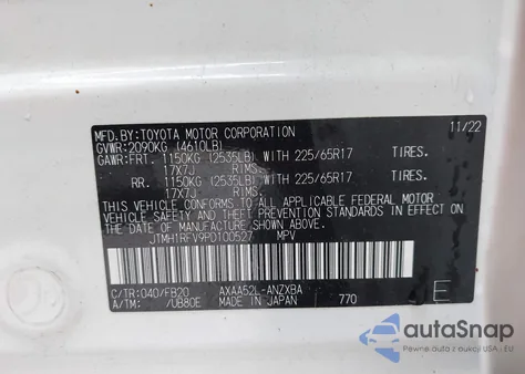 2023 Toyota Rav4 Le z USA, uszkodzony, nr VIN JTMH1RFV9PD100527